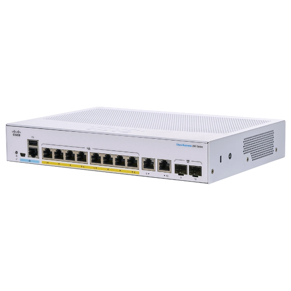 CBS250-8PP-E-2G-NA Cisco Business 250 Series 8 x Ports PoE+ 1000Base-T + 2 x Ports Combo SFP 1U Rack-mountable Layer 3 Manage...