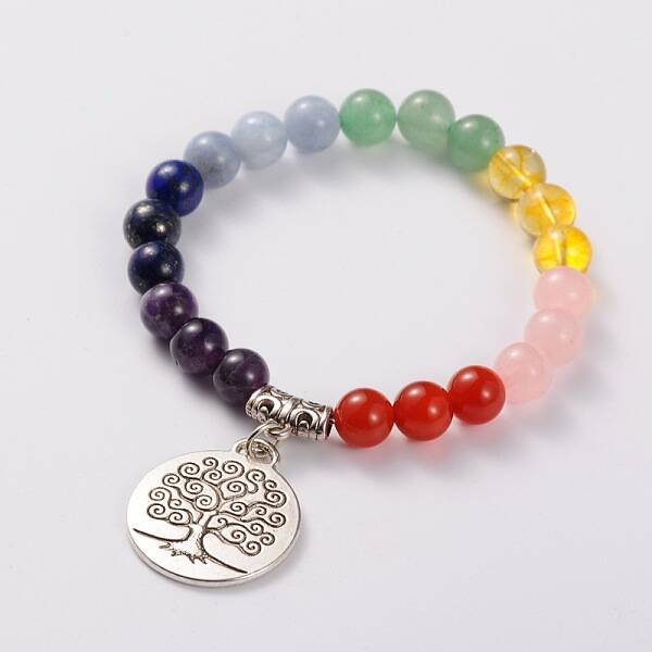 Natural Gemstone Stretch Charm Bracelets