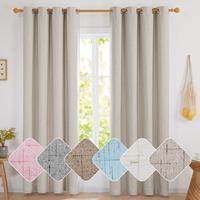 Deconovo Linen 100% Blackout Curtains  2 Panels, Thermal Insulated Living Room Curtains, Room Darkening Window Curtains Drape...