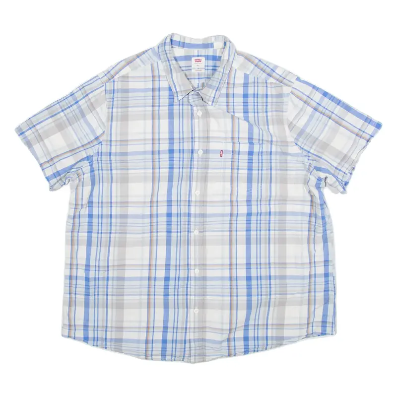 LEVI'S Standard Mens Shirt Blue Check 2XL
