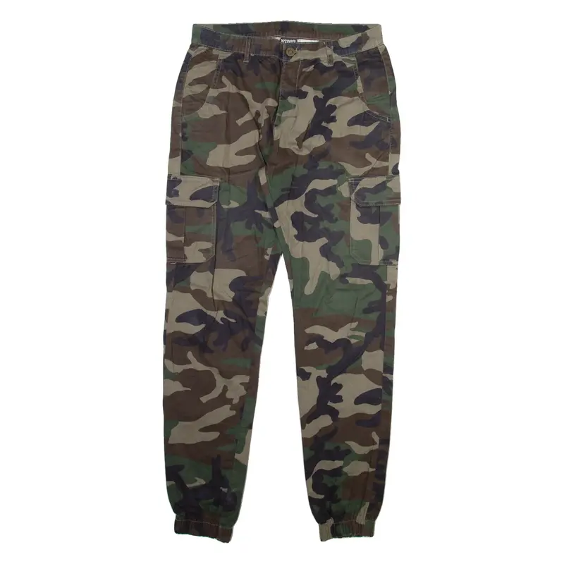 URBAN CLASSICS Camo Cargo Mens Trousers Brown Relaxed Tapered W32 L33