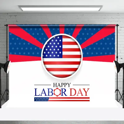 American Flag Stripe Stars Happy Labor Day Backdrop