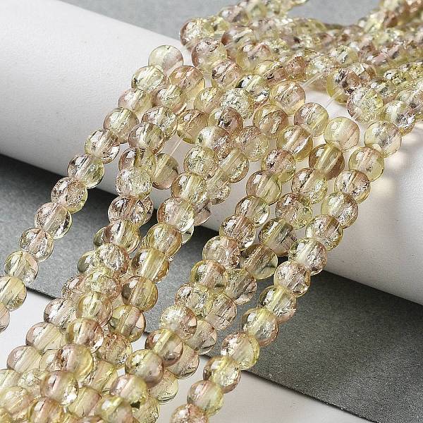 Spray Painted Crackle Glass Beads Strands