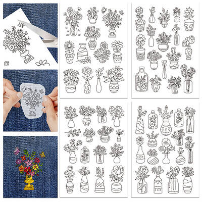 4 Sheets 11.6x8.2 Inch Stick and Stitch Embroidery Patterns