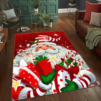 Merry Christmas Theme Print Cool Bedroom Large Rug, Creative Modern Carpet with Skid-proof Backing, Area Rug for Bedroom Livi...
