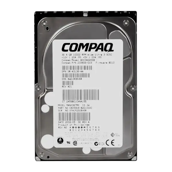 233806-003 HP 36.4GB Ultra-160 SCSI 10000 3.5-inch Hard Drive