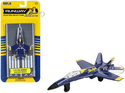 McDonnell Douglas F/A-18A Hornet Fighter Aircraft Blue United States Navy Blue Angels #2 with Runway Section Diecast Model ...