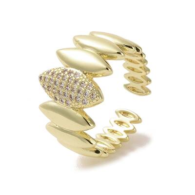 Brass Micro Pave Cubic Zirconia Open Cuff Ring