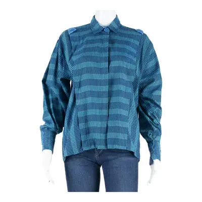 Womens Printed Shirt Blue Long Sleeve Striped M