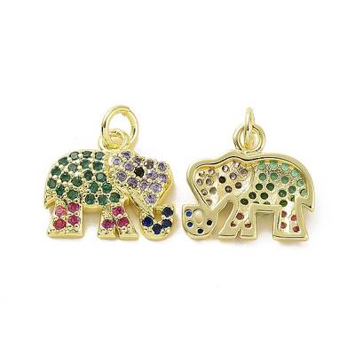 Brass Micro Pave Colorful Cubic Zirconia Charms