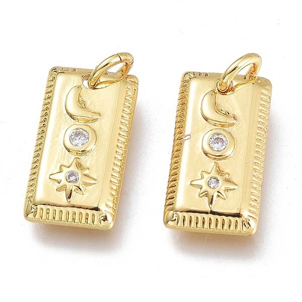 Brass Micro Pave Clear Cubic Zirconia Charms