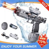 LED Light-Up Water Blaster, High-Capacity Electric Squirt Water Gun with Luminous Flame Effect, Battery-Powered Outdoor Beach...