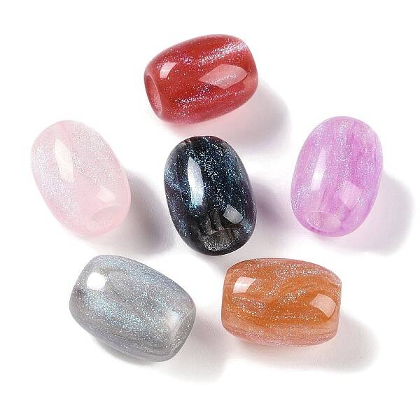 Resin European Beads with Glitter Powder