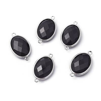 Platinum Tone Brass Natural Agate Links connectors
