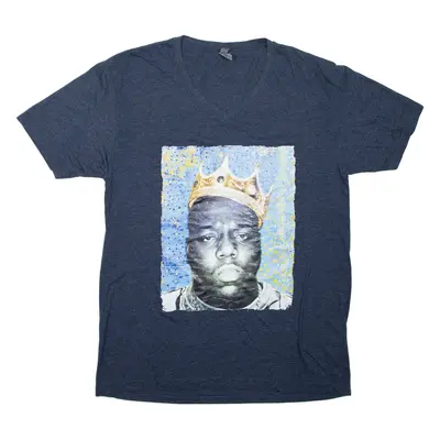 NEXT LEVEL Notorious B I G Band T-Shirt Blue V-Neck Short Sleeve Mens L