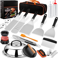 27 Pcs Griddle Accessories Kit for Blackstone, Professional Hibachi Flat Top Grill Tools, Enlarged Spatula Gift Set with Bast...