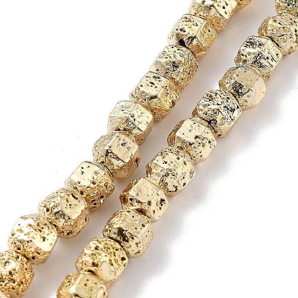 Electroplated Natural Lava Rock Beads Strands