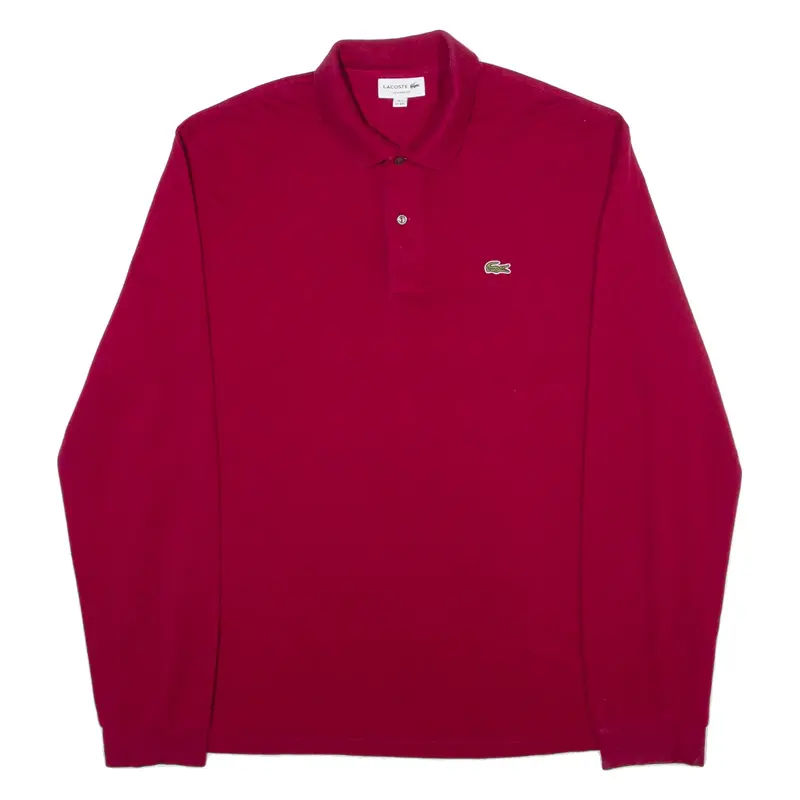 LACOSTE Mens Polo Shirt Maroon Long Sleeve 2XL