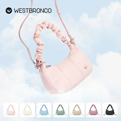 [NEW IN]WESTBRONCO Small Puffer Quilted Crescent FASHION Drawstring Shoulder Crossbody Bag Adjustable Strap for Women purse f...