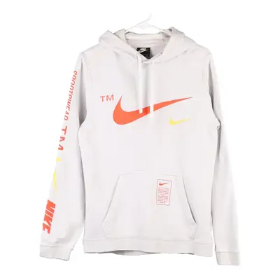 Nike Spellout Hoodie - Small White Cotton Blend