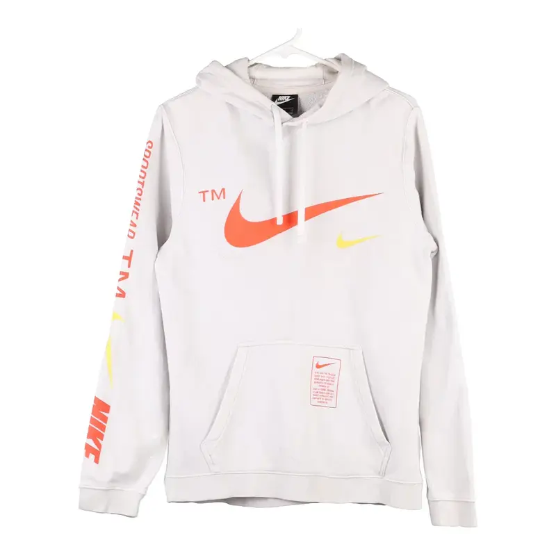 Nike Spellout Hoodie - Small White Cotton Blend