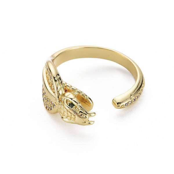 Green Cubic Zirconia Snake Wrap Cuff Ring
