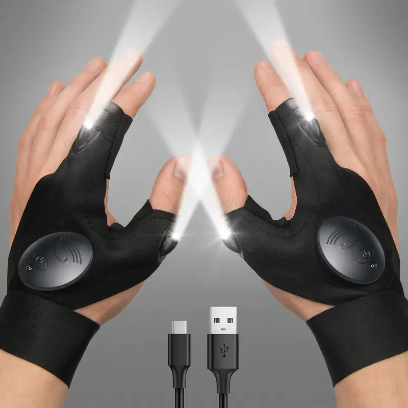 LED Flashlight Gloves Rechargeable Hands Free Light Gift for Dad Boyfriend Husband Father Day Christmas Birthday Outdoor Camp...