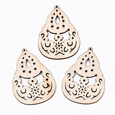 Undyed Natural Hollow Wooden Big Pendants