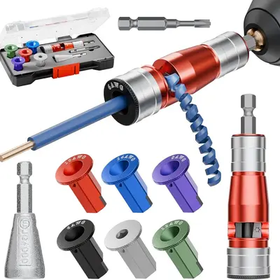 KPKL 9 in 1 Wire Stripper for Drill, Wire Stripping Tool and Twisting Connector Set, Quick Release Fitting Adjustable C...
