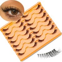Half False Eyelashes with Clear Band, 14 Pairs Wispy Cat Eye Look Natural Short Accent Lashes, Faux Fake Eyelashes, Eye Makeu...