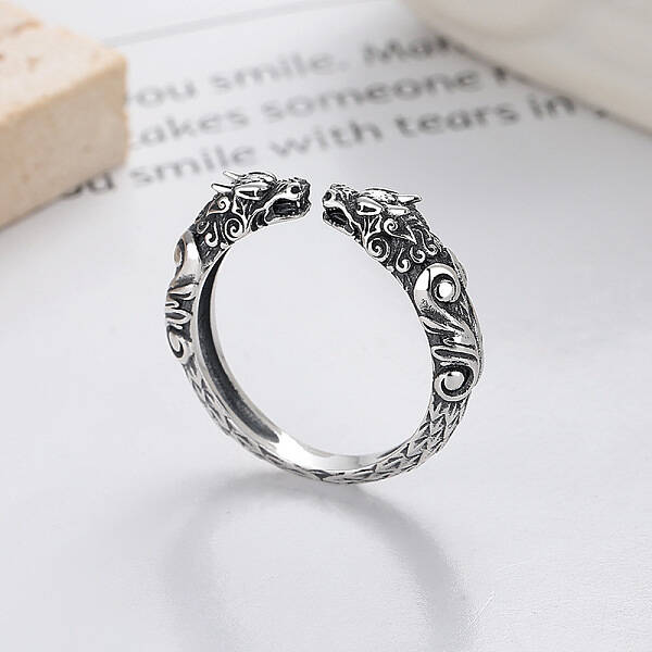 Dragon 925 Sterling Silver Adjustable Cuff Rings