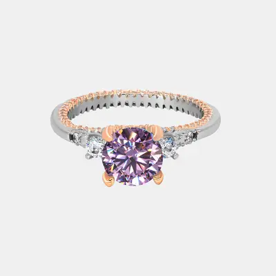 【295】PURPLE SYNTHETIC MOISSANITE RING – Classic Elegant Engagement/Wedding Jewelry, Perfect Birthday/Valentine's Day G...