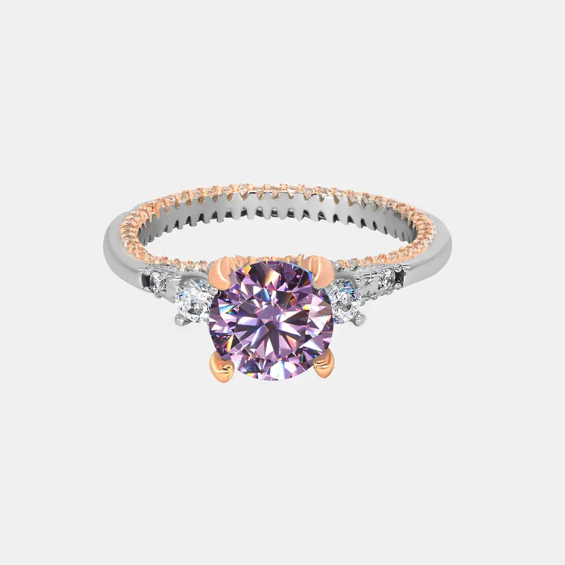 【295】PURPLE SYNTHETIC  MOISSANITE RING – Classic Elegant Engagement/Wedding Jewelry, Perfect Birthday/Valentine's Day G...