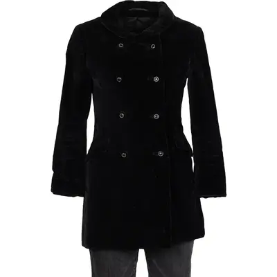 Velvet Look Unbranded Overcoat - Small Black Polyester Blend
