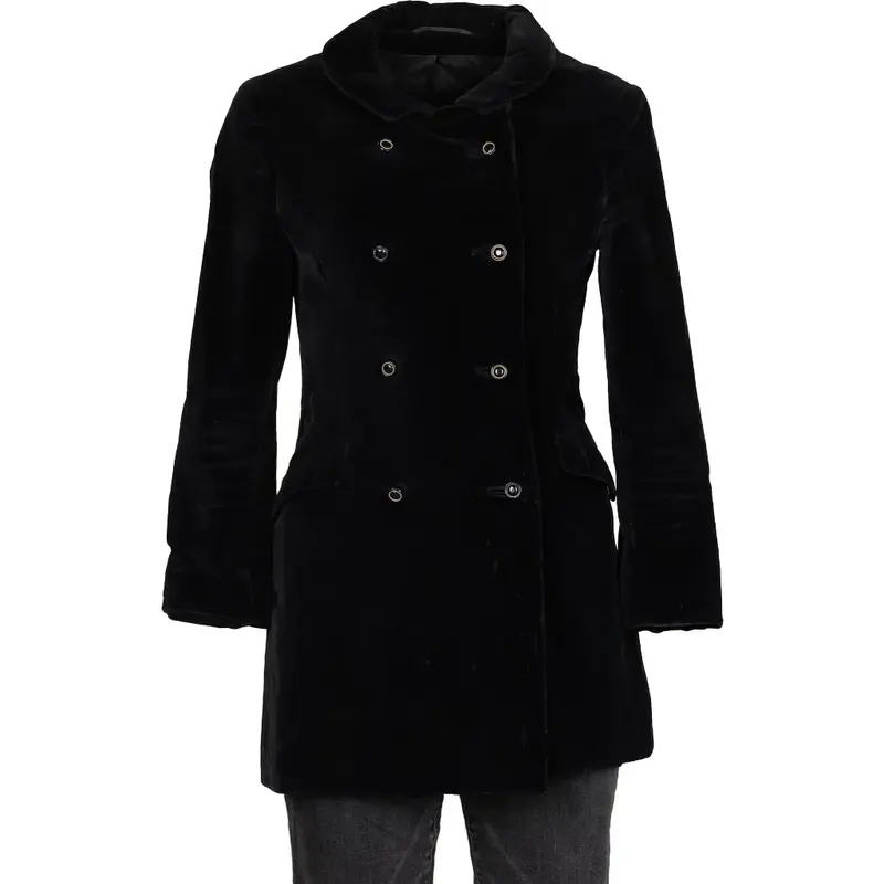Velvet Look Unbranded Overcoat - Small Black Polyester Blend