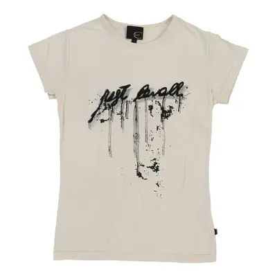 Just Cavalli Spellout T-Shirt - Large Beige Cotton | Size: large