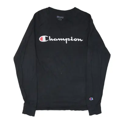 CHAMPION T-Shirt Black Long Sleeve Mens S