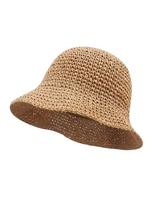 Women's Solid Color Straw Beach Hat, Sun Bucket Hat, Casual Outdoor Crochet Sun Protection Cap for Women & Girls, Fashion Acc...