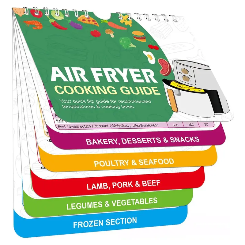 Magnetic Air Fryer Cooking Guide, 1 Count Air Fryer Cheat Sheet, Air Fryer Cooking Time Chart, Quick Reference Guide for Popu...