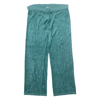 JUICY COUTURE Velvet Trousers Green Relaxed Bootcut Womens W36 L34
