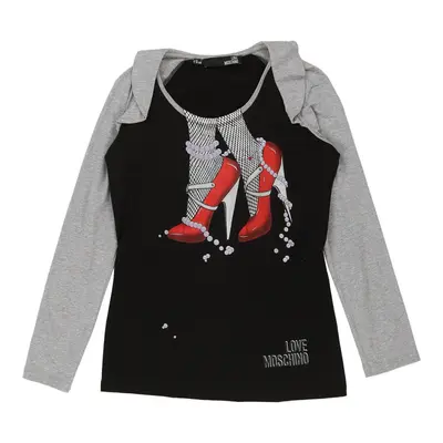 Love Moschino Graphic Long Sleeve Top - Medium Black Cotton Blend | Size: medium