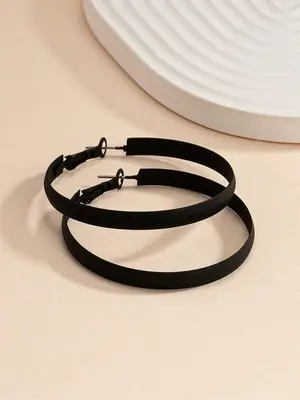 Simple Plain Color Hoop Earrings (1 Pair), Flat Pierced Jewelry, Casual Jewelry for Women, Fashion Jewelry for Party, Daily C...