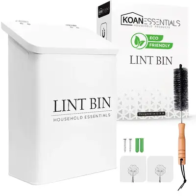 KOANEssential Farmhouse Metal Magnetic Lint Bin for Laundry Room Decor-Lint Trash Can, Magnetic Bin, Dryer Lint Bin for Laund...