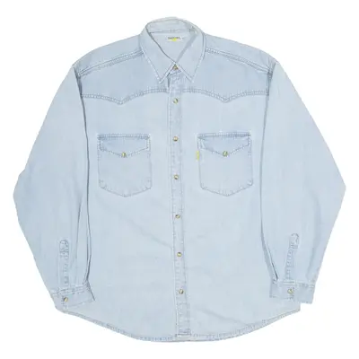 SWITCHER Mens Denim Shirt Blue Long Sleeve M