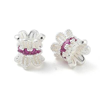 6-Petal Brass Micro Pave Cubic Zirconia Double Sided Bead Caps
