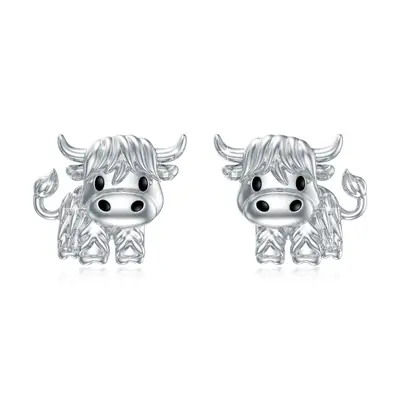 Sterling Silver Highland Cow Stud Earrings