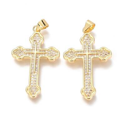 Brass Micro Pave Clear Cubic Zirconia Pendants