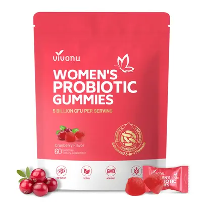 VivoNu Cranberry Probiotic Gummies | Targeting Body Odor, Women's Health, and Body Balance | Vegan (60 Gummies per Pack)
