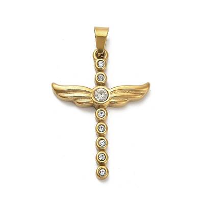 Ion Plating(IP) 304 Stainless Steel Charms with Rhinestone
