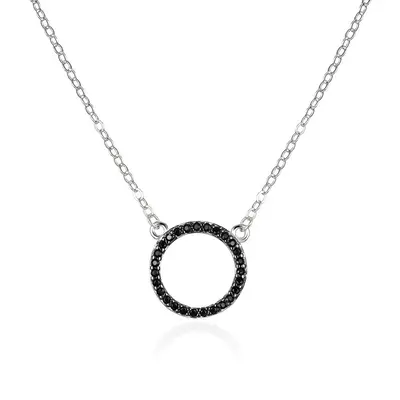 Agato AGT-N004BK Black Zirconia Ring Silver Necklace